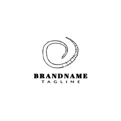 earthworm cartoon logo template icon design black isolated vector illustration