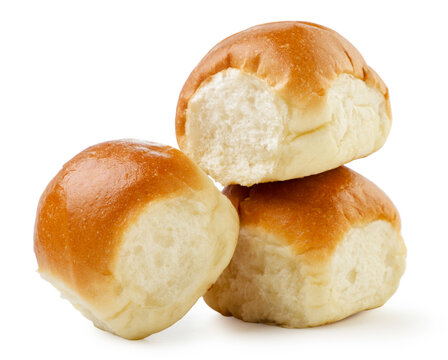 Homemade pampushka close-up on a white background.