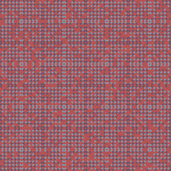 Abstract seamless vector pattern with tiled crumbling texture in red and blue. Modern playful geometric Truchet design for fashion, home decor and wallpaper.