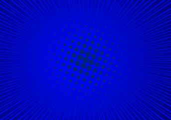 comic background halftone dots blue color.  retro sunburst effect