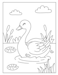 Printable Cute Swan coloring pages for kids