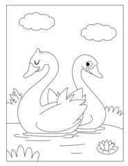 Printable Cute Swan coloring pages for kids