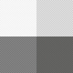 Transparent Background Set. White, Gray, Black Square Transparency Pattern. Transparent Mosaic Checker Template. Grid Background. Abstract Modern Design. Vector Illustration