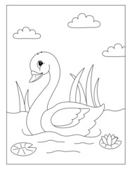 Printable Cute Swan coloring pages for kids
