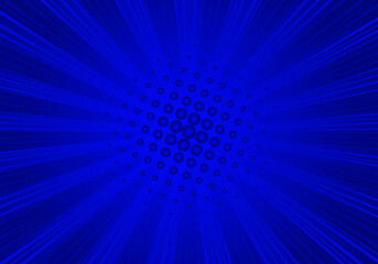 comic background halftone dots blue color.  retro sunburst effect