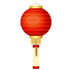 Obraz premium Red Chinese hanging lantern round shape. Isolated vector illustration.