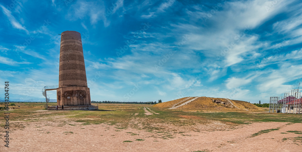 Wall mural burana ancient tower unesco site in kyrgyzstan