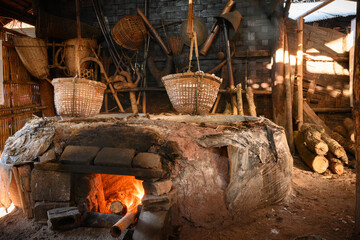 Boiling rock salt  production process, Sapan, Nan province, Thailand