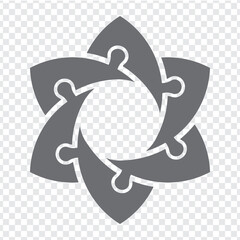 Simple icon polygonal puzzle in gray. Simple icon flower puzzle of the six elements  on transparent background for your web site design, app, UI. EPS10.