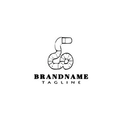 earthworm cartoon logo template icon design black isolated vector illustration