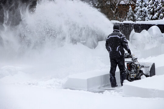 Toronto, North America, Snow Cleanup And Snow Removal Of The Streets After Snowstorm Blizzard That Resulted In Public Transit Delays, Flight Cancellation, Roadblocks And School Delays.