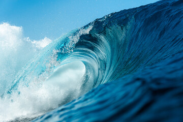 Foamy waves rolling up in ocean