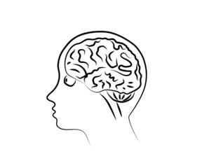 Human brain and eye on a white background. Symbol. Vector illustration.
