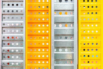Sample assembly wall or partition colorful red yellow galvanize metal steel sheet forming fold and...