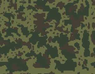 Fototapeta premium Pixel army pattern, vector texture military uniform, abstraction for printing clothes, fabrics.