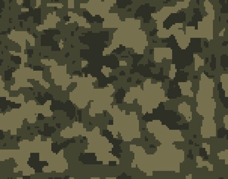 
Pixel camouflage background, abstraction vector seamless military pattern, digital texture.