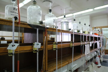 Test tubes. Beautiful chemical flask. Multicolored chemical flask. Chemical reaction. Reagents. Experiments. Chemistry. Chemical test tube. flask. Chemical laboratory. Laboratory. The medicine Science