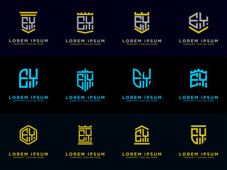 Inspiring logo design Set, for companies from the initial letters of the EY logo icon. -Vectors