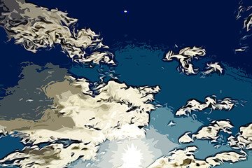 Obraz premium Sky landscape imitation, digital illustration from photograph.