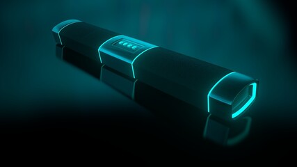 light cycle from the movie Tron launcher. glowing neon rod