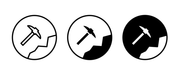 mining tool pickaxe, Mining, Hammer icon sign, symbol, logo, illustration, editable stroke, flat design style isolated on white
