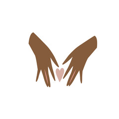 Obraz premium Vector illustration female hands with a heart isolated on white background. Love and friendship concept.