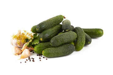 Cucumbers on a white background