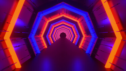 Abstrakter Hexagon-Tunnel-Hintergrund 3d Render © T_Motion