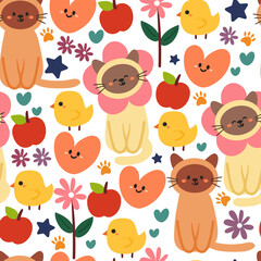 seamless pattern cartoon animals and cute stuff for kids wallpaper, fabric print, gift wrapping paper.
