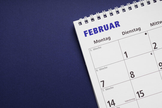german calendar or planner for the month february
