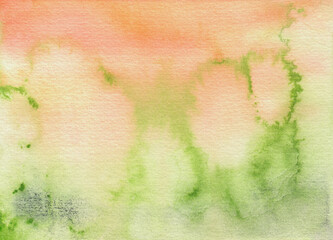 Fototapeta na wymiar Summer Watercolor abstract pattern. Sap green and blush pink splashes background texture