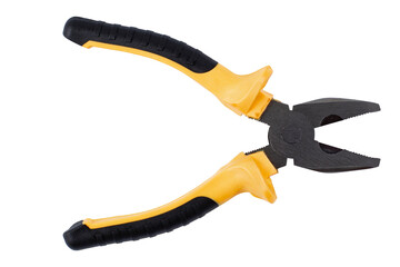 Mounting pliers with isolated handles, close-up isolated on white