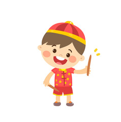 Cute Cartoon Chinese Kids for Chinese New Year.