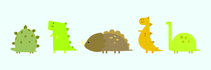 playful dinosaur collections. a vector illustration of wildlife animals in a cute cartoon character. funny dino elements in a flat design style. © freeject.net