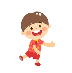 Cute Cartoon Chinese Kids for Chinese New Year.
