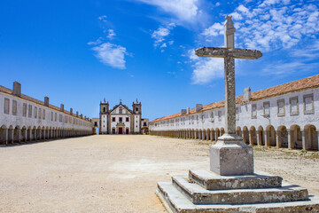 courtyard of an abandoned church off the coast of Portugal