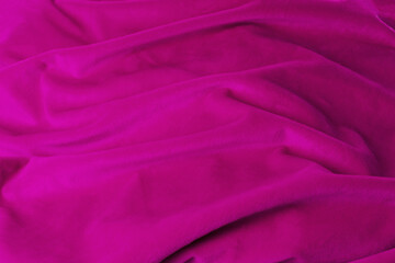 Texture pink fabric top view. Pink fuchsia soft pleated fabric - obrazy, fototapety, plakaty