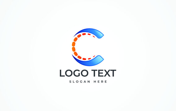 C Technology Log, Data, WiFi connection logo, C Letter Logo