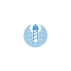 lighthouse beam wave logo design