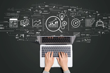 Data Analysis concept with person using a laptop computer