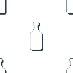 Rum bottles seamless pattern. Line art style. Outline image. Black and white repeat template. Party drinks concept. Illustration on white background. Flat design style for any purposes