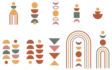 Modern Abstract Shapes and Forms Clipart Set - Warm Earthy Color Tones