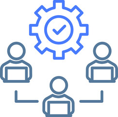 Teamwork line icon. Team employees symbol. Remote office sign.  Design element. Line style teamwork icon. Vector illustrations.