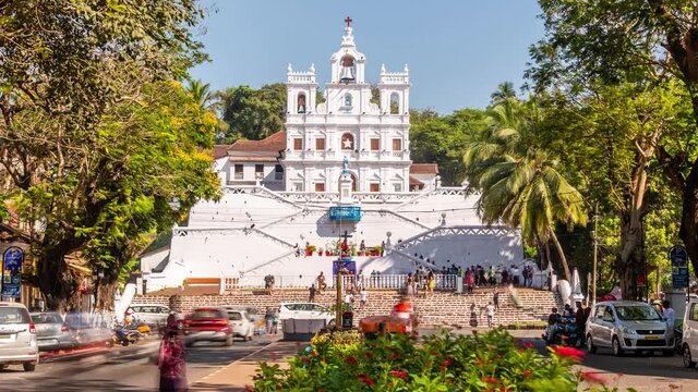 4K Timelapse footage of Our Lady of Immaculate Conception church in Panaji the capital city of Goa