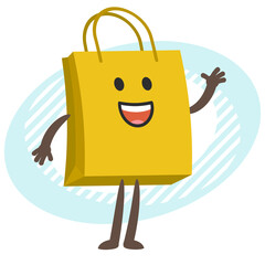 Cartoon Shopping Bag Character  greeting