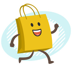 Cartoon Shopping Bag Character running
