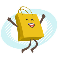 Cartoon Shopping Bag Character  greeting.