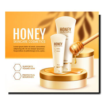 cream honey cosmetics skincare background Organic collagen. cream Essence banner. realistic vector illustration