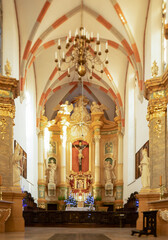 Fototapeta na wymiar Poznan, Poland - The Corpus Christi church, gothic architecture, interiors.