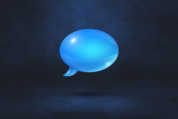 Blue speech bubble on black background
